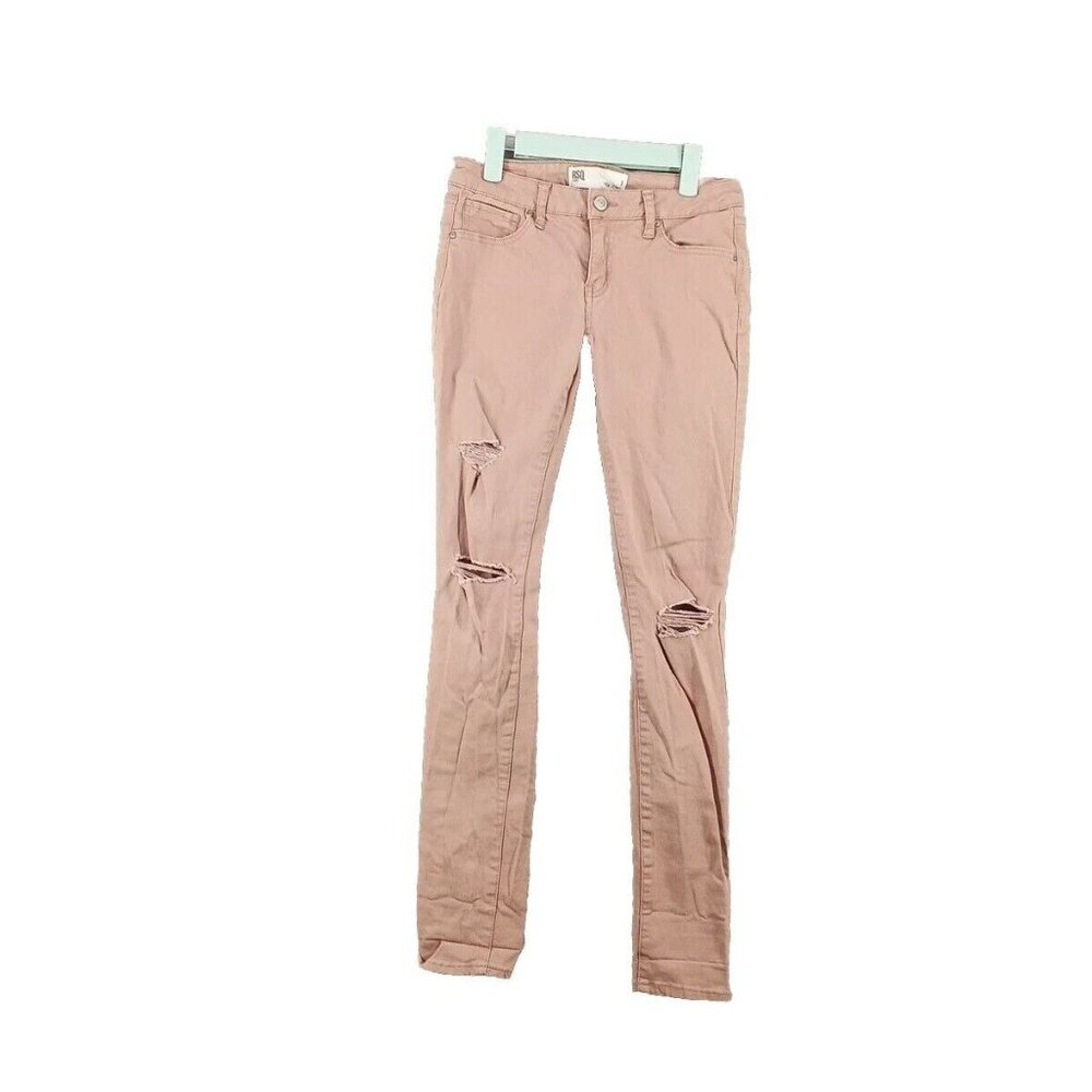 RSQ JEANS Women "Ibiza Skinny" Juniors Size 1 Casual Distressed Solid Pink